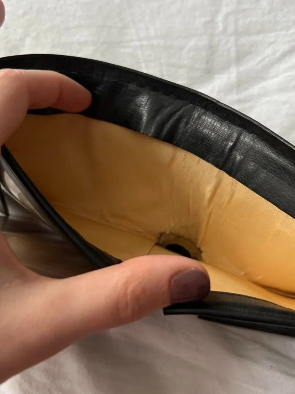 Vintage Buxton Black Leather Card Holder with Lace Detailing